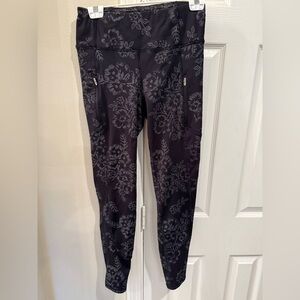 AVIA Floral Black Lined Medium Leggings Designer Activewear